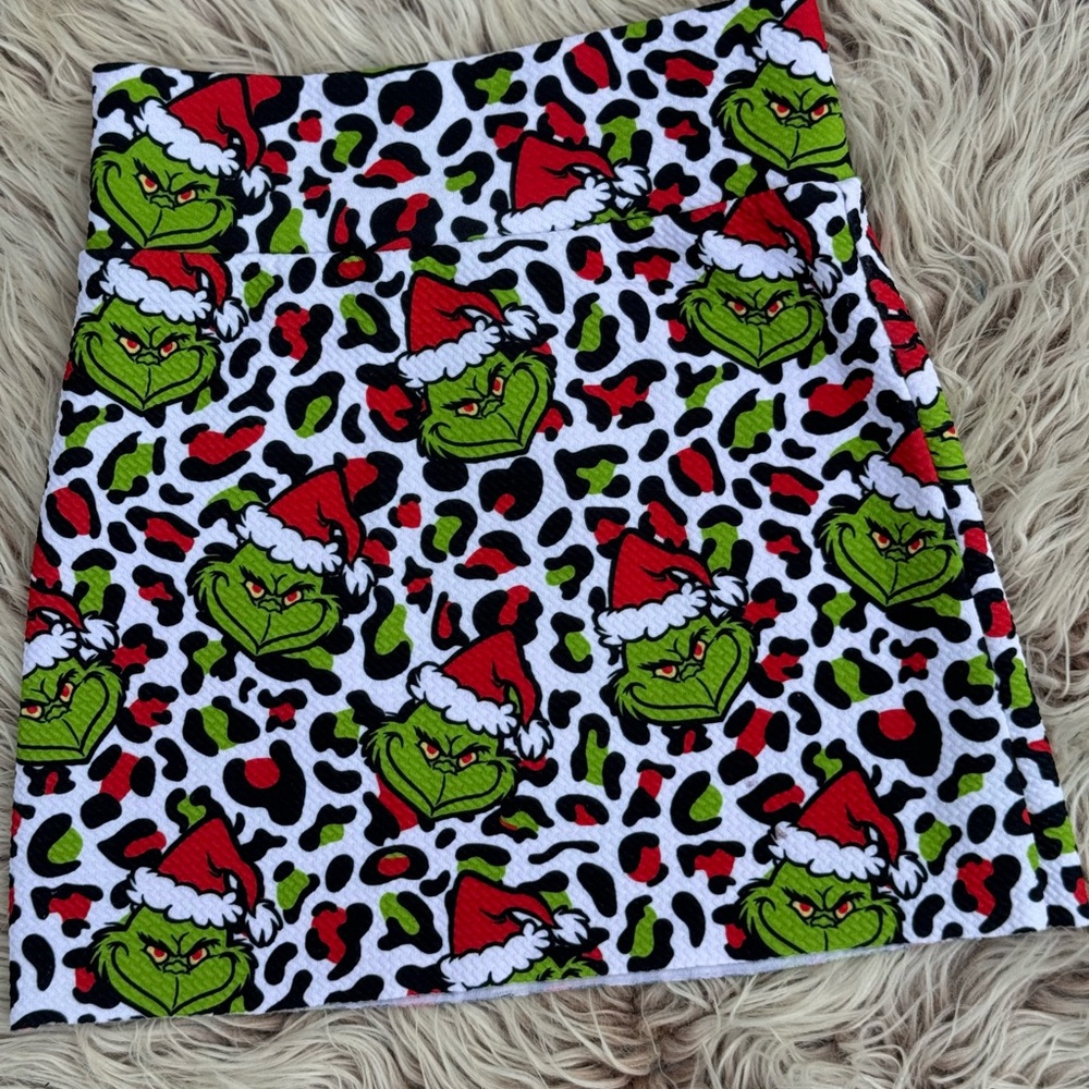 Grinch Pencil Skirt Leopard Handmade
